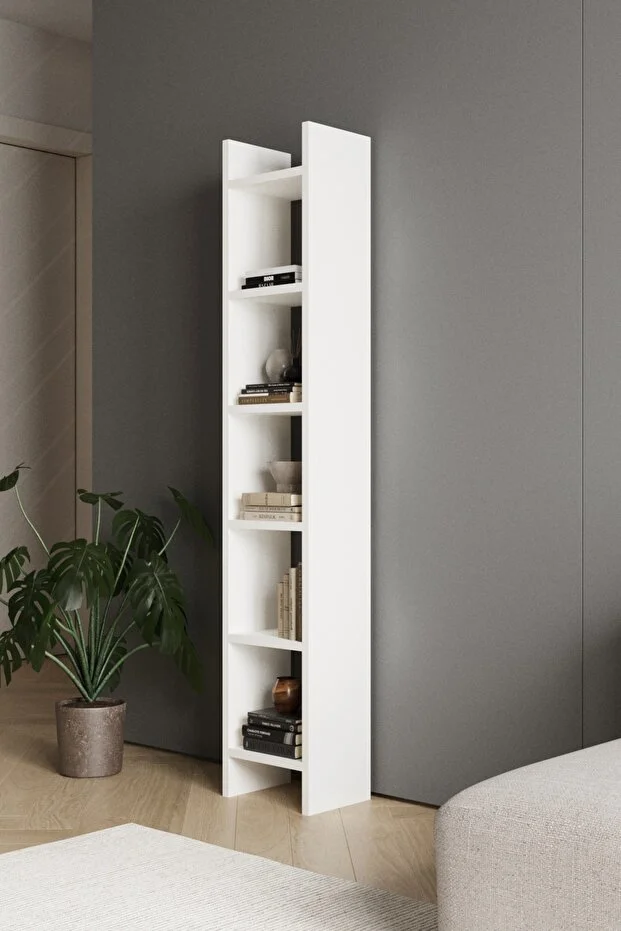 5 RAFLI KİTAPLIK BEYAZ